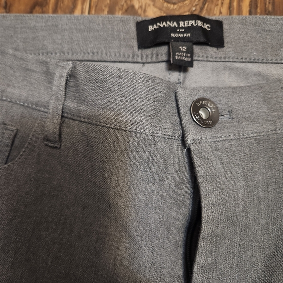 Banana Republic 5 Pocket Straight Leg Heather Grey Trousers Pants Sz 12 - Picture 3 of 9